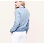 Ann Taylor Loft Lyocell/Linen Chambray Zip Bomber Jacket SMALL Lihhtweight NEW Photo 3