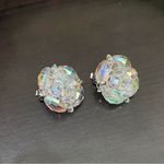 Vintage Laguna Aurora Borealis Cluster Clip Earrings White Photo 6