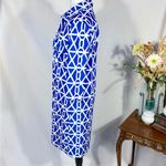 Jude Connally Geometric Print Shirt Dress – Blue & White Stretch Knit Sz M 🧡 Size M Photo 6