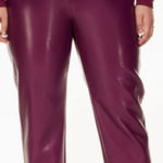 Aritzia Babaton Command Cropped Pants Trouser Vegan Faux Leather Purple Size 0 Photo 0