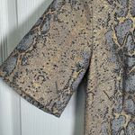 Topshop Sz 4 Metallic Gold Snakeskin Print Dress Short Sleeve A-Line Jacquard Photo 6