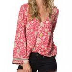 O'Neill O’Neill Landon Pink & Beige Floral Patterned Bell Sleeve Top Photo 0