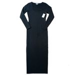 Good American NEW  Scrunchie Black‎ Long Sleeve Maxi Stretch Dress Size 2 Medium Photo 2