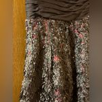 Monique Lhuillier ML  Black Sleeveless Asymmetrical Sequin 3D Flower Skirt Gown Photo 4