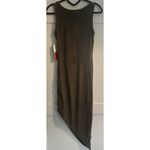 Hot Kiss  Tank Dress Asymmetrical Zipper Ruched Bodycon Gray Faux Suede Sz S NWT Photo 5
