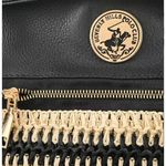 Beverly Hills Polo Club ‎ Tan & Black Woven Straw Faux Leather Tote Boho Beach Photo 5