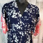 Motherhood Maternity Floral Wrap Dress Navy/Pink Sz Large | MSRP $50 Photo 3