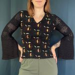 Custo Barcelona Vintage 90s/Y2K Embroiderd Crochet Sleeve Shirt Photo 2