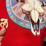 The Vintage Shop Vintage 1997 Red Western Bullskull Native American Print Eagle Red Sweatshirt XL Photo 4
