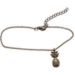 Gold Tone Anklet Bracelet Pineapple Charm Clear Rhinestones Adj 10.25" Swingers Photo 0