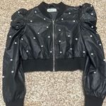 The Pants Store Peral Leather Puff Sleeve Cropped Jacket  Photo 0