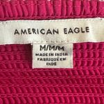 American Eagle  Crop Top Womens M Pink Smocked Cutout Y2K Ruched Coquette Barbie Photo 2