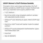 UGG  Shoes Sandal NWT Wedge Platform Leather Fluff Black Comfort Womens 9.5 Photo 7