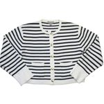 J.Crew NWT Relaxed Emilie Sweater Lady Jacket in Natural Navy Stripe Cardigan L Photo 1