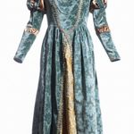 Renaissance Victorian and Edwardian Dress Gown costume Teal Gold XSmall Small Blue Size M Photo 0