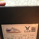 COB CULTURE OF BRAVE White Leather Neon Glare Blue Glitter Wing Sneaker 8 Photo 10