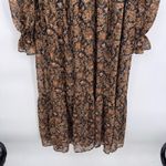 Moon River Tiered Ruffle Maxi Dress Womens Medium Fall Brown Black Metallic Gold Photo 3