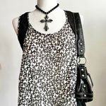 Black Sheer Cross Tank Top, Gothic Punk Y2K‎ Clubwear Grunge Tumblr Medium Photo 0