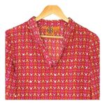 Tory Burch  Top Geometric Print Pink Orange Stephanie Sequin Sparkle Women Size 2 Photo 1