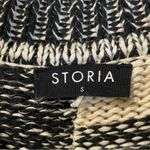 Storia Chunky Striped Knit Black Ivory Cozy Oversized Drop Sleeve Sweater Small Photo 3