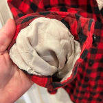 Boston‎ Traders Womens Flannel Sherpa Lined Shacket Size Large Red Photo 5