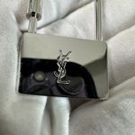 YSL Vintage Padlock Bag Charm Key Ring Silver Greek Key w/ Box Photo 6
