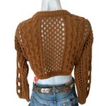Cider  Brown Open Knit Cropped Sweater MEDIUM Grunge Boxy Oversized NEW Photo 3