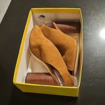Trina Turk ππ Sunset Blvd Suede Slingback Heels ~ Tan 10 New with Box (No Lid) Photo 13