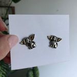 Vintage 80s Guardian Angel Dog with wings set of 2 Gold Photo 1