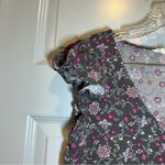 Aeropostale  Grey/Purple Floral Print Short Flutter Sleeve Blouse S Photo 3