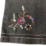 Denim & Co Vintage denim charcoal black midi skirt with floral embroidery XL . Photo 4