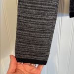 Loft  100% Merino Wool Charcoal Knit Black Trim Cropped Blazer Cardigan Small Photo 3