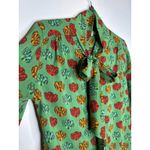Ann Mashburn 2010s  Green Floral Printed Bow Blouse size  Small Photo 5