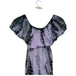 Riviera Sun Tie Dye Casual Dress Women Size Medium Purple Black Off Shoulder Photo 3