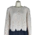 Tadashi Shoji Embroidered Lace Long Evening Gown Black Ivory Size 18 Photo 5