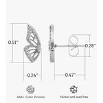 Boutique NEW Gold Plated S925 Half Butterfly Mismatch Diamond Simulate Stud Earrings 0.5” Photo 13