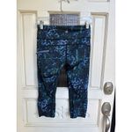 Lululemon  Run Leggings Womens Top Speed Crop Blue Green‎ Floral Backdrop Size 4 Photo 2