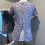 Maurice's  lace blouse top shirt size medium lavender lace sheer short sleeves Photo 1