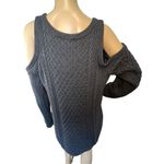 Michael Kors Dark Grey High/Low Knit Sweater With Exposed Shoulder Photo 3