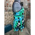 one piece swimsuit swimdress Vintage floral blue black green Size 12 Photo 7