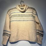 Madewell ‎ Somervell Fair Isle Turtleneck Sweater XXS Oversized Cream Knit Crop Photo 5