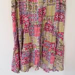 Anthropologie Robin Tiered Ruffle V-Neck Mini Dress Colorful Patchwork Print Photo 2