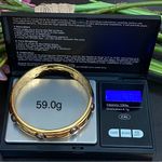 Liz Claiborne Vintage  2-tone Gold Gunmetal Stud Embellished Bangle Bracelet Photo 6