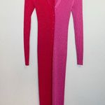 STAUD Shoko Two Tone Split Cardigan Dress Size Large Color Pink Red Photo 2