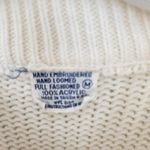 Vintage 80s Red Navy Snowflake Knit Sweater White Acrylic Pullover Grandpacore M Photo 4