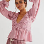 Free People  Daia Blouse in Mountain Flower Pink Small Photo 0