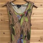Vintage Nostalgia Size Large Rustic Floral Alligator Print Slinky Maxi Dress Green Photo 5