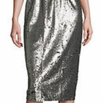 Worthington Matte Silver and Black Sequin Skirt Size Large Photo 0