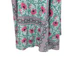 Fox in Gown Wrap‎ Skirt Midi Floral Print Teal Green Pink Size Medium Large Photo 7