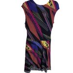 Women's Voir Voir Bright Multicolor Short Sleeve Drop Waist Round Neck Dress 12 Black Photo 1